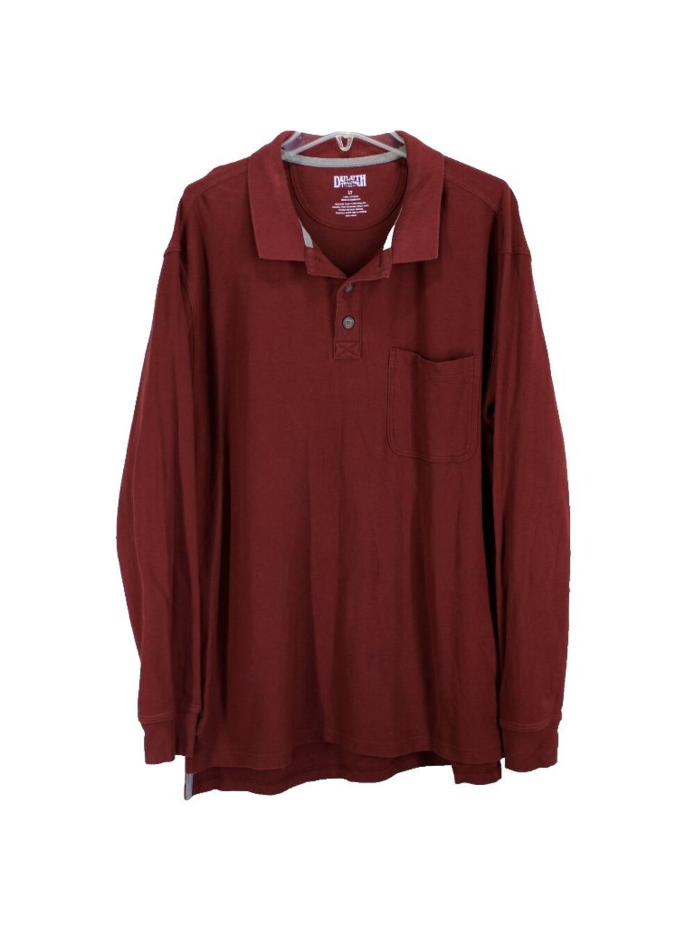 Duluth Trading Co Long Sleeve Polo Shirt Mens Size LT Maroon Collared Cotton